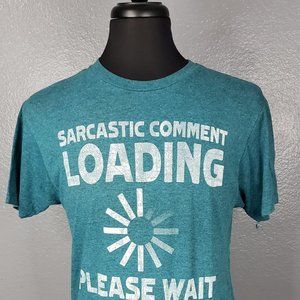 Hybrid Friends Green Medium PreOwned T-Shirt-Sarcastic Comment Loading Please Wa